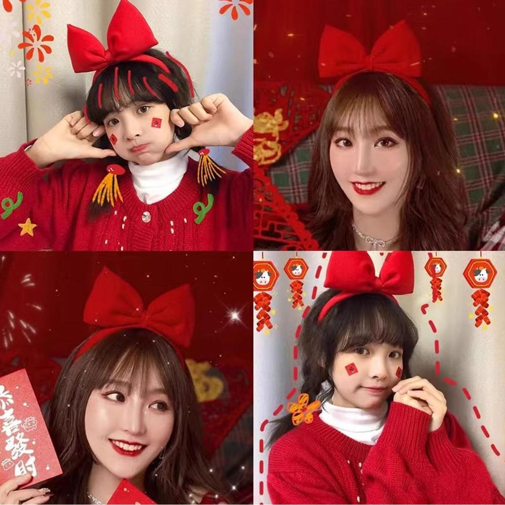 Mirhua Ribbon Hair Accessory, Cute Ribbon Tiara Hair Ornament, Princess Headband, Costume, Cosplay Prop, Red