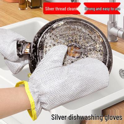 Waterproof Silver Thread Long Gloves for Kitchen Cleaning and Dishwashing