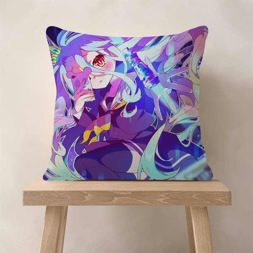 NNo Game No Life Anime Pillow Covers Cartoon Sofa Decorative Home Doublesided Printing Short Plush Cute Cushion Cover
