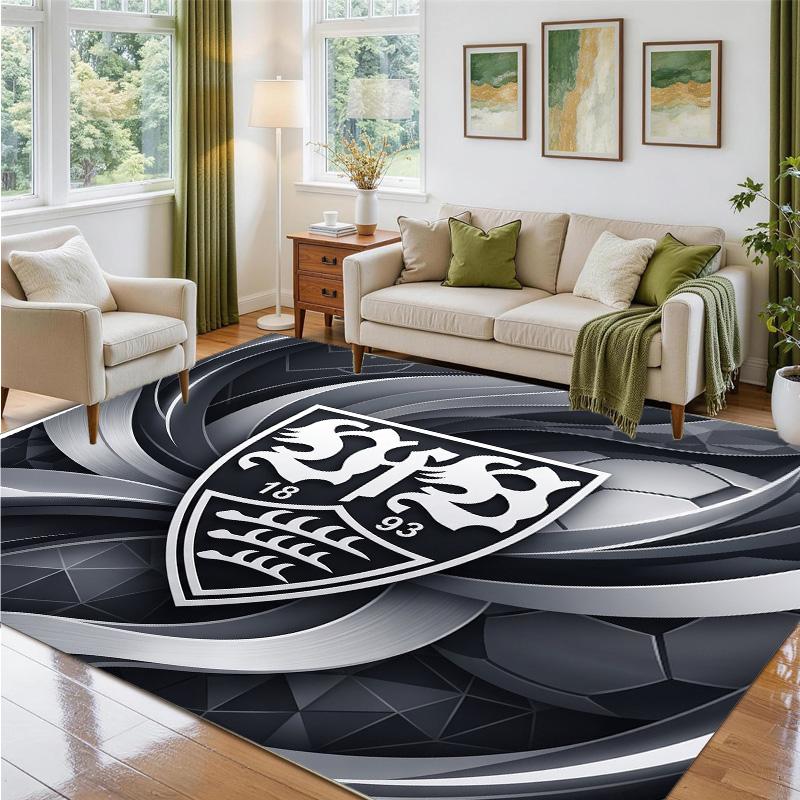 Tappeto in Velluto Cristallo Design Calcio VfB Stuttgart Tappetino Decorativo Morbido per Ingresso Camera da Letto