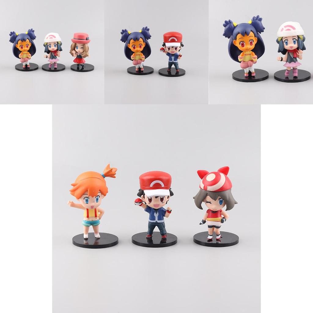 Charming Pvc Anime Figurines Set Of Six Including Ash Misty And Adorable Pet Models