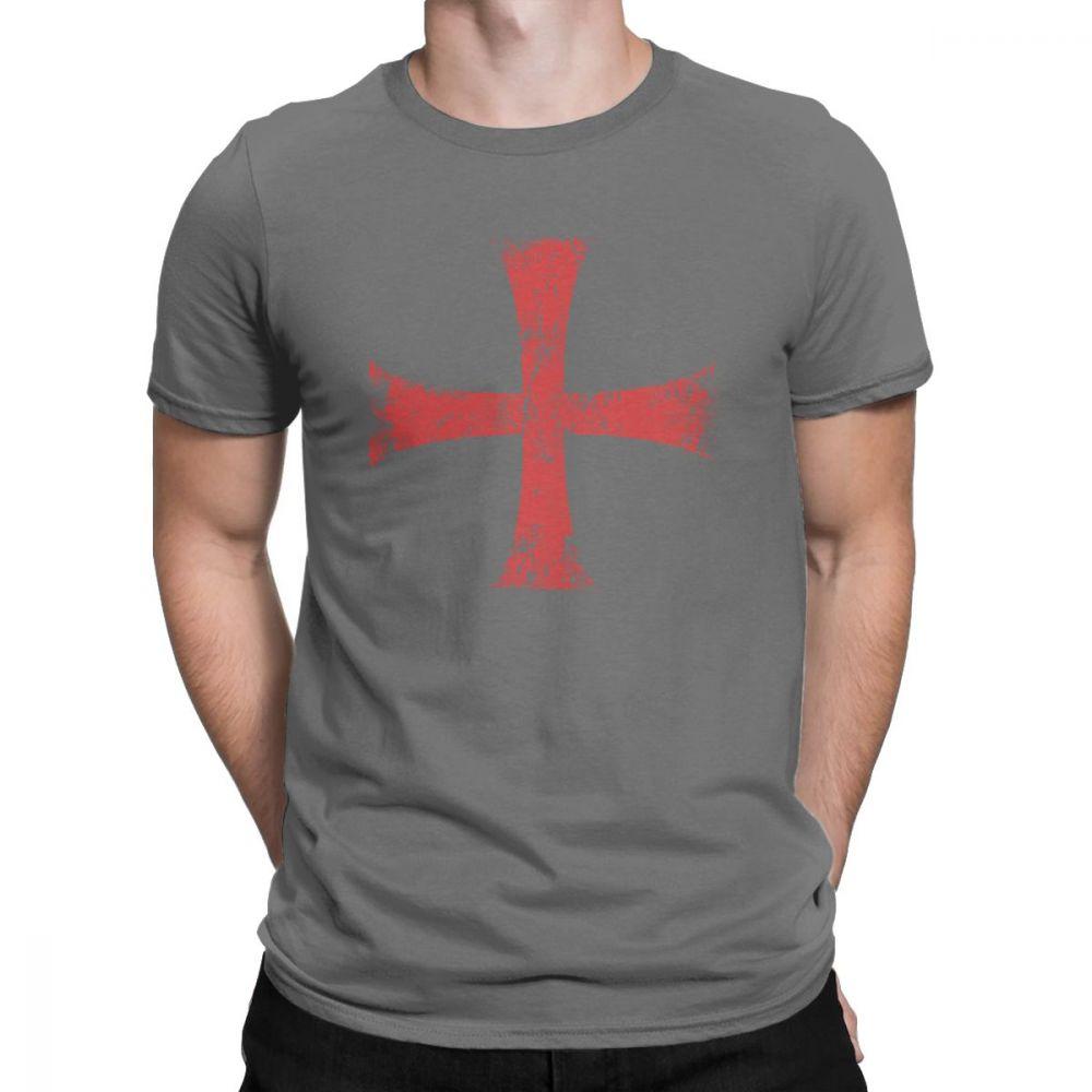Herren T-Shirt Distressed Kreuzritter Templerorden Kreuz T-Shirts Premium Baumwolle T-Shirt Rundhals T-Shirt Kurzarm Kleidung Übergröße