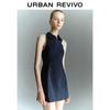UR Women's Preppy Sleeveless Polo Neck Mini Dress