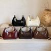 French Style Retro Burgundy One Shoulder Bag Women's Classic PU Leather Texture Crossody Bag Fashi Versatile Commuter Handbags