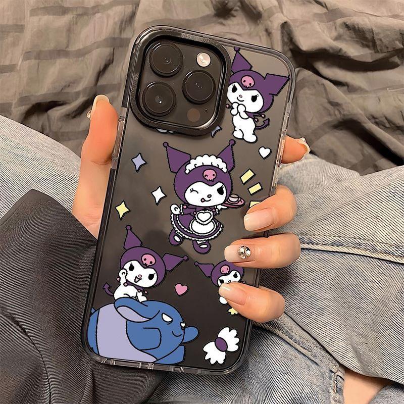 Cartoon girl Kulomi iPhone13/14/15promax Apple 12 mobile phone case 11 two-color transparent black edge