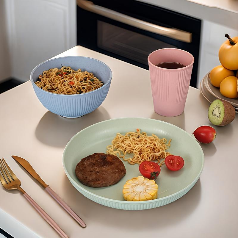 3pcs/set Tableware Colorful Advanced PP Plate, Bowl and Cup Set for Home Use Suitable for Family Gatherings, Hotels