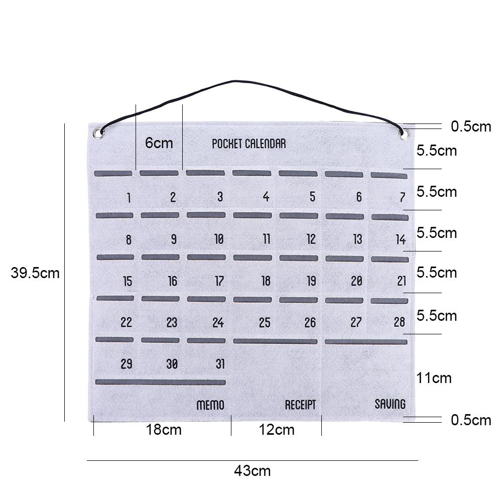 Hanging Wall Mounted Decorative Monthly Calendar Bag Storage Bag Chart Holder Wall Decoration