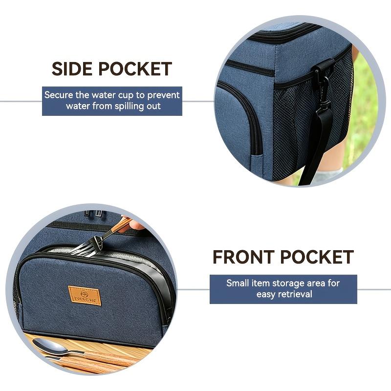 Large-capacity picnic bag, non-food contact, women's insulated lunch bag, reusable portable cooler bag, multifunctional crossbody bag with adjustable