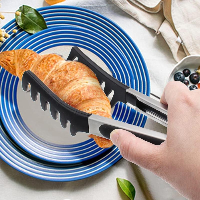 5/1PCS Stainless Steel Noodle Tongs Non-slip Handle Heat-resistant Anti-scald Chuck Easy To Store Multi-functional Food Tongs