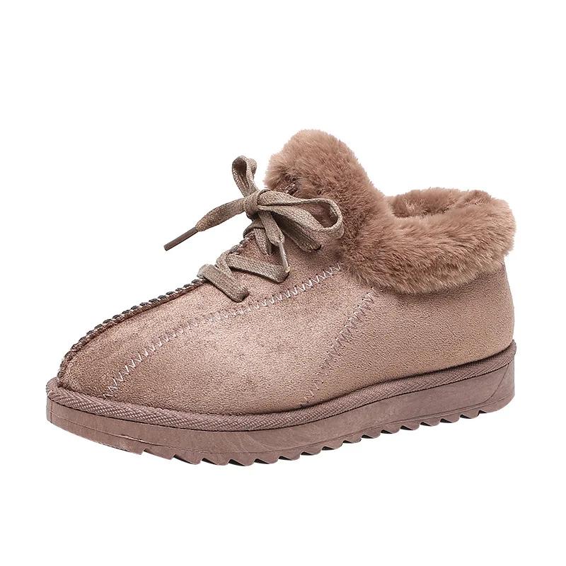 Schneestiefel 2024 Winter Neu Kaschmir Verdickt Runde Baumwollschuhe Wolle Schnürschuhe Lässige Damenschuhe