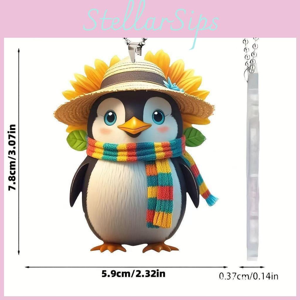 Cute Hat Scarf Penguin Cartoon Pattern Pendant Car Accessories Decoration