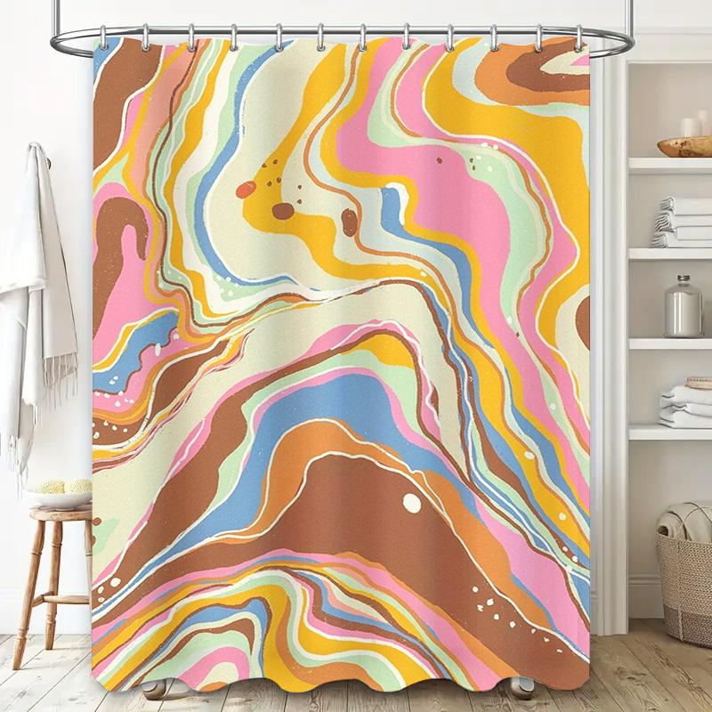 Colorful Marble Shower Curtain Modern Bathroom Decor for Bathtub