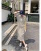 Korean Casual Striped Knit Hoodie Dress for Women, Summer College Style