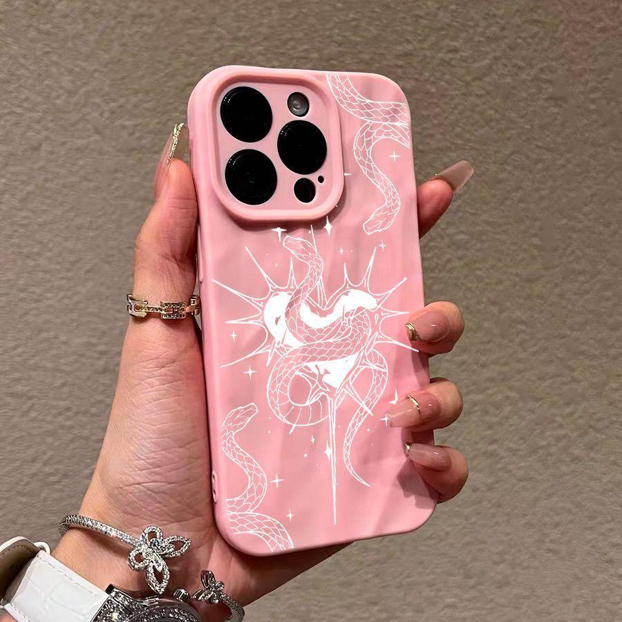 Capa de celular Tide branco frio cobra iPhone17promax é adequada para Apple 16promax pregas 14 fosco 15 conjuntos