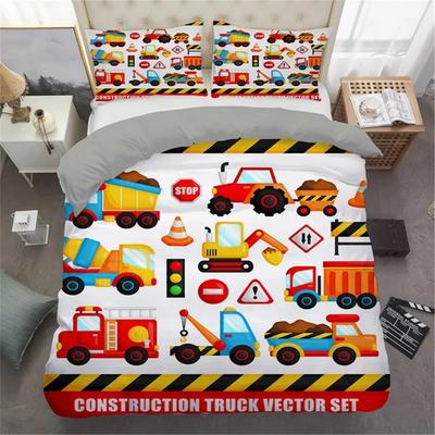 Ensemble de Literie Simple Dessin Animé Voiture Excavatrice Housse de Couette Chambre Couette Simple Double King Size Housse de Couette Pour Textile de Maison