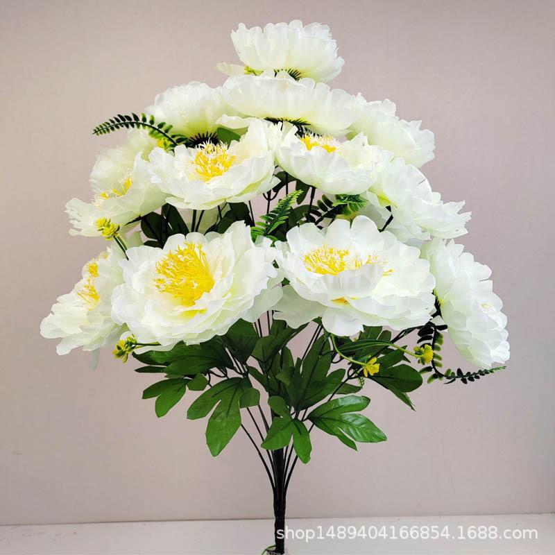 Artificial Flower 18 Heads Flash Peony Put Flower Living Room Decoration Silk Flower Indoor Flower Fake Flower