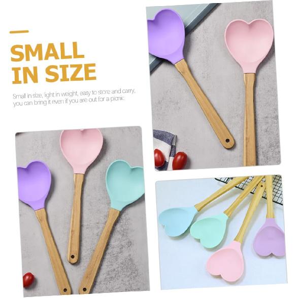4pcs Heart-shaped Silicone Spoon Convenient Kitchen Utensils for Soup and Salad Mixing Spoons for Household Cooking Lightweight and Easy to Store