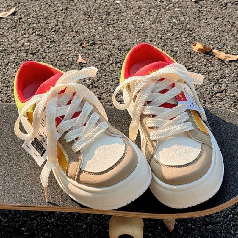 Autumn Burger Shoes Versatile Chic Niche Shoes 2025 New Little White Shoes Big Head Bread Shoes Sports Shoes Women's Shoes