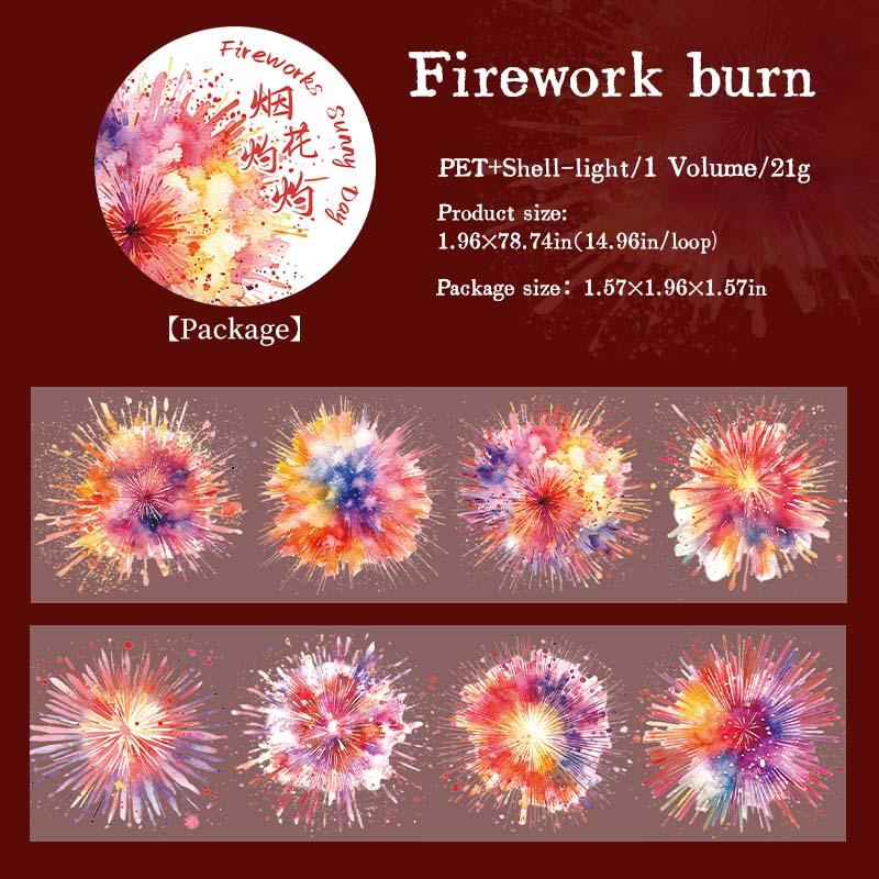 4 styles 50mm*200cm Fireworks sunny day series sticker Fireworks theme Scrapbooking Material Diary Album Junk Journal Supplies