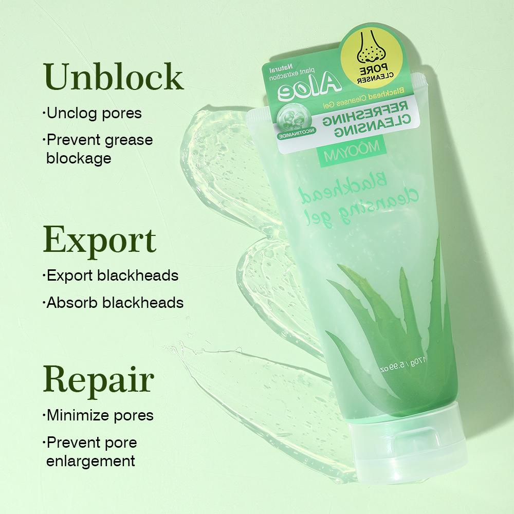 Aloe Vera Exfoliating Gel, Facial Blackhead and Pore Cleansing Gel, Gentle and Soothing Gel.