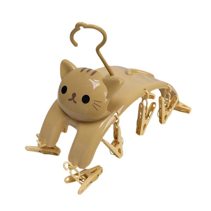 Cat Hangers With 10Pcs Clothes Pegs Indoor Outdoor Laundry Clips Underwear Socks
