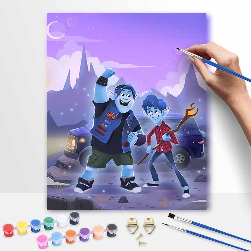 Disney oil painting kit painting art Onward bedroom wall decoration handmade diy gift perfect for fans of the movie 20x30cm
