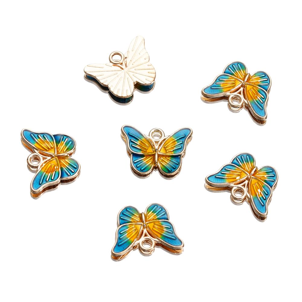 4Pcs/Lot 4 Styles Alloy Metal Drop Oil Butterfly Charms Animal Pendant For DIY Bracelet Necklace Jewelry Making Accessories