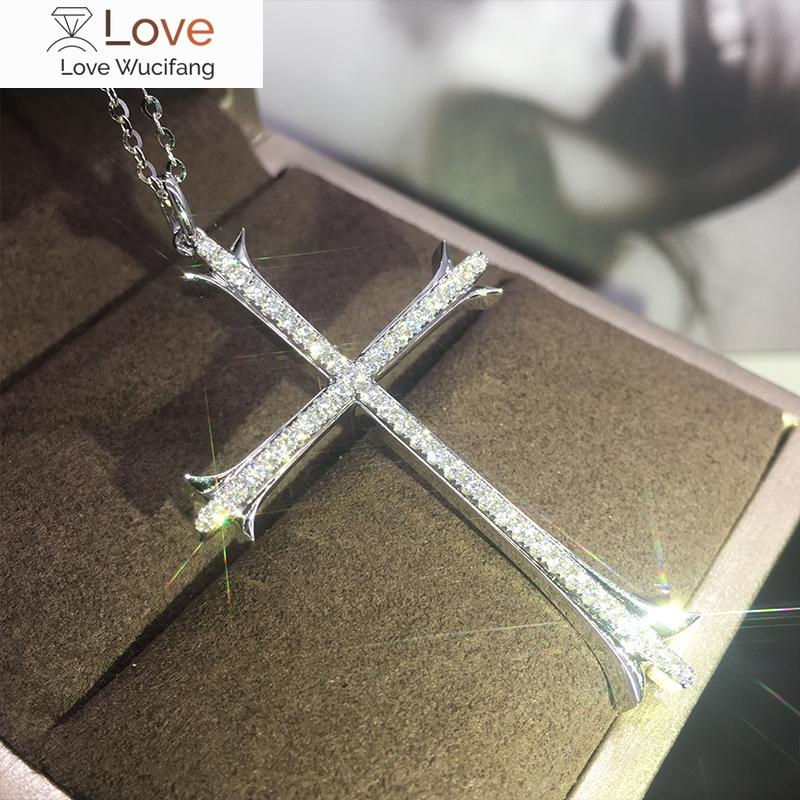 Exquisite Cross Pendant Necklace with Dazzling Mini Cubic Zirconia Statement Jewelry Women's Fashion Accessories