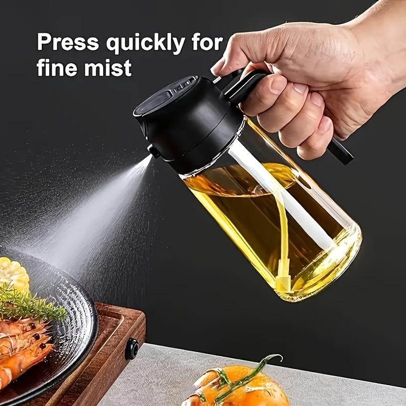 1pc Leak-Proof Olive Oil Spray Bottle - Dual-Use Plastic Dispenser with Fine Mist & Pour Spout, Ideal for Salads, BBQ & Cooking, Easy Hand-Wash