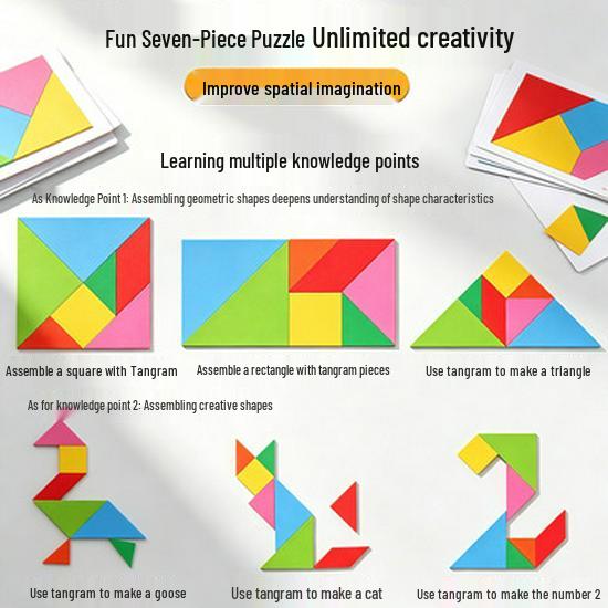 Extra Large Smart Tangram Set for Primary School - Geometric Shapes, Educational Assembly & Thinking Training Aids