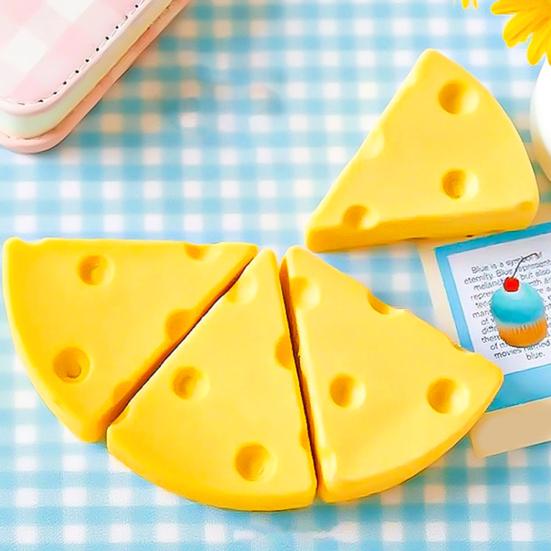 Cheese Shape Eraser Cute PVC Erasers for Kids Students Fun Classroom Prize School Supply for Kindergarten Party Favors