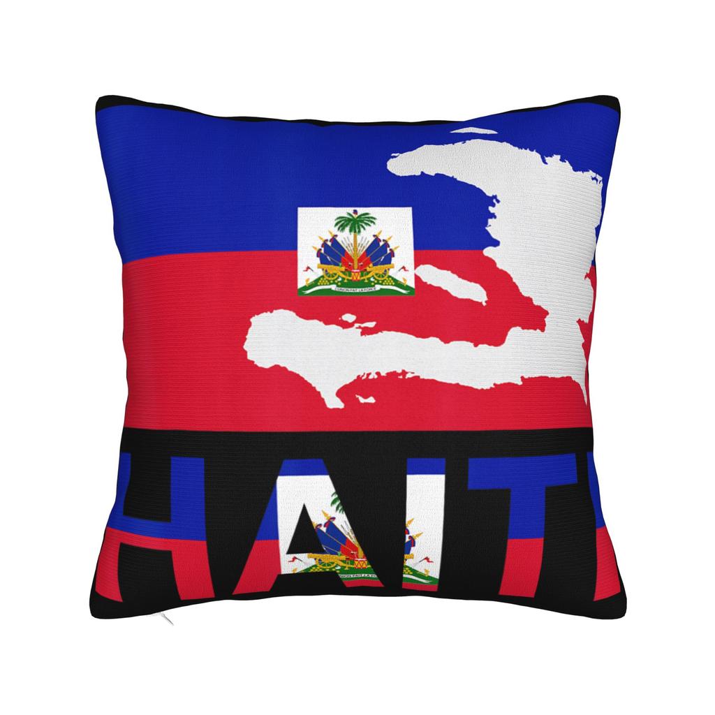Haiti Haitian Flag Caribbean Souvenir Pillow Cover Comfy Cushion Cover Funny Pillow Case For Couch Sofa Bedroom