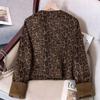 Women's Leopard Print Patchwork Color Block Jacket, Coco Style, New for Spring/Autumn 2025