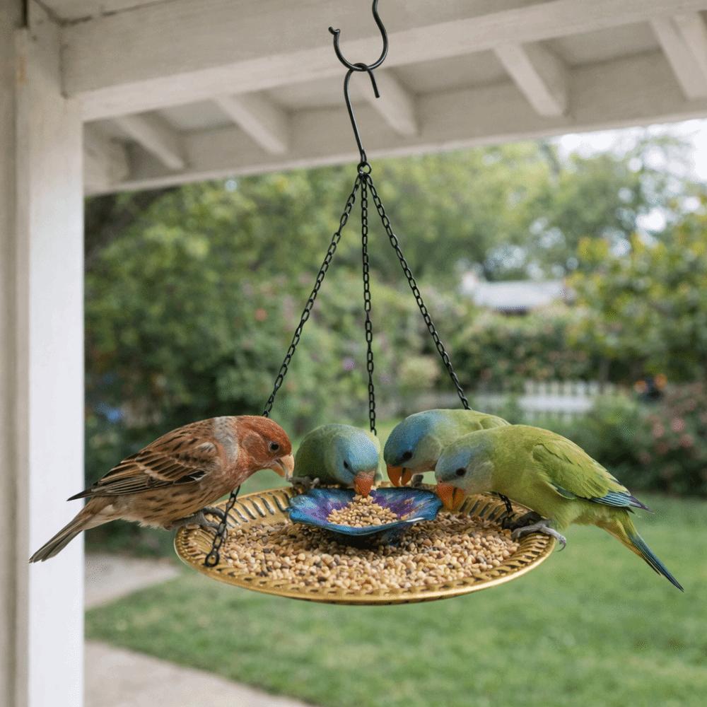 Decorative Bird Food Container Metal Bird Bathtub Feeding Supplies Bird Food Dispenser  Courtyard