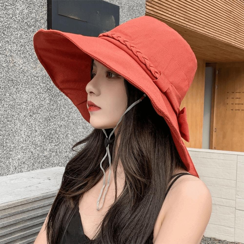 with Bowknot Women's Sun Hat Casual Fishman Hat Fashion Sunscreen Visor Cap Vacation