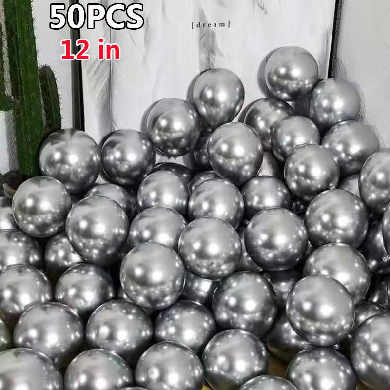 50pcs 12in Pearl Chrome Metal Balloon Golden Balloon Arch Wedding Supplies Party Decor