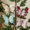 Clip-On Christmas Butterfly Ornaments Handmade Artificial Butterfly Pendant Holiday Party