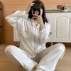 Ice Silk Pajamas Women'S Spring And Summer Long-Sleeved High-End Nordic Style Simple Silk Loungewear