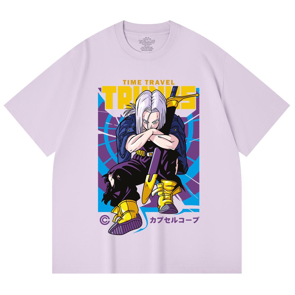 

230 Gsm 100% Cotton Dragon Ball V71 Future Trunks Print Unisex Heavy Cotton T Shirt L світло-фіолетового кольору