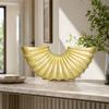 Resin Ornament Textured Shell-Inspired Geometric Vase for Contemporary Interiors