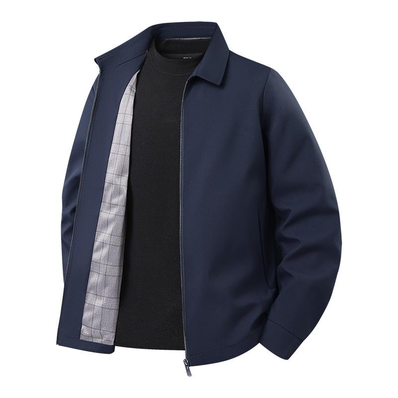 Spring and Autumn Men's Casual Lapel Zipper Jacket - Middle-aged Outerwear
