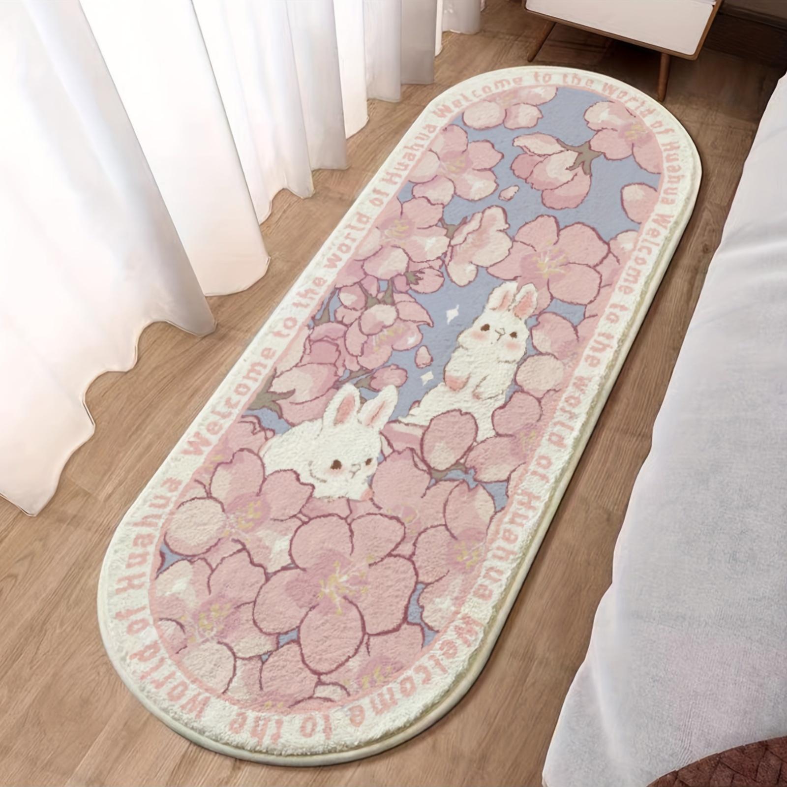 

Beautiful Garden Cute Rabbit Carpet Bedroom Bedside Blanket Soft Floor Mat Rug Live Room Doormat Welcome Mat Home Decorat 40X120CM (1.3X3.9FT