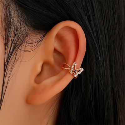 1 Piece Silver Gold Butterfly Ear Clips Without Piercing for Women Sparkling Ear Cuff Clip Earrings Wedding Jewelry