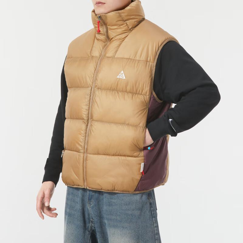 Nike Solid Color Stand Collar Zippered Warm Casual Vest Men Vests Khaki FZ6192-282