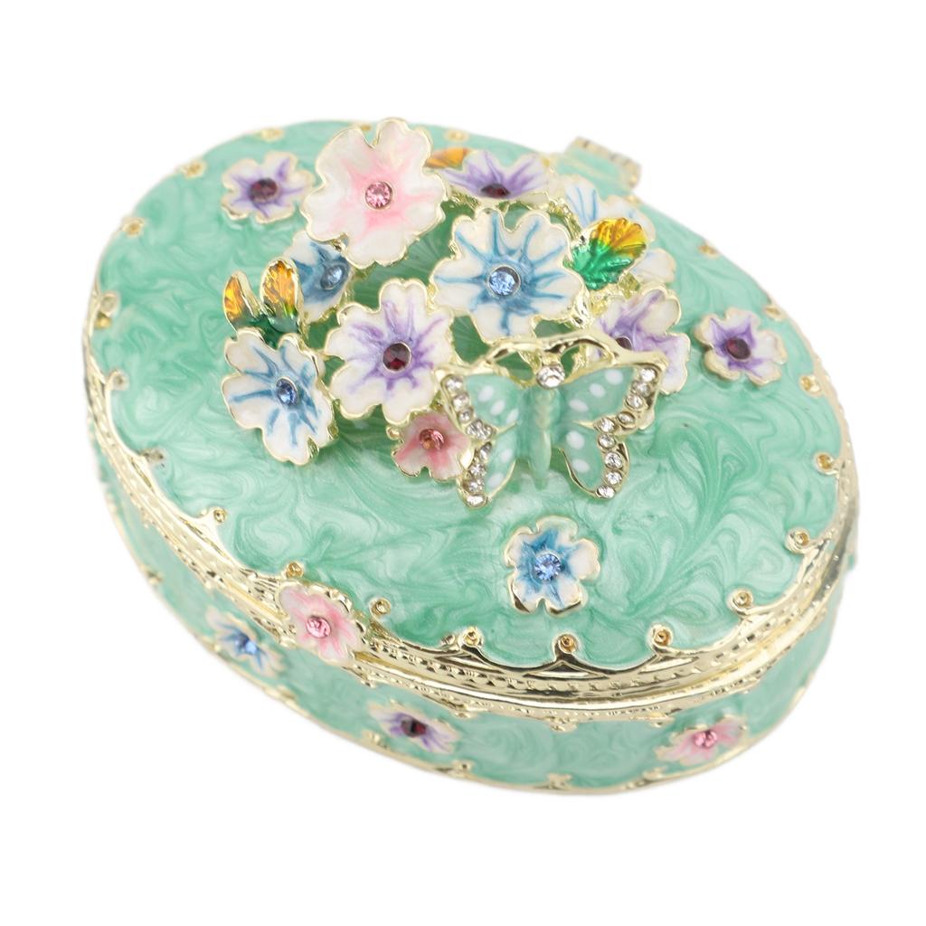 Hand Painted Trinket Box Enamel Vintage Jewelry Storage Box Metal Jewelry Organizer Decorative