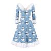 Women's Fashion V-neck Casual Fit Christmas Print Party Long Sleeve Dress