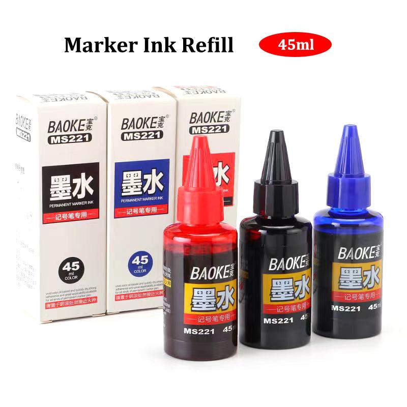 1 Caixa 45ml Tinta para Marcador Permanente, Oleosa, Secagem Rápida, À Prova d'Água e Não Desbota, Não Apagável 3 Cores Líquido de Recarga para Tinta de Marcador