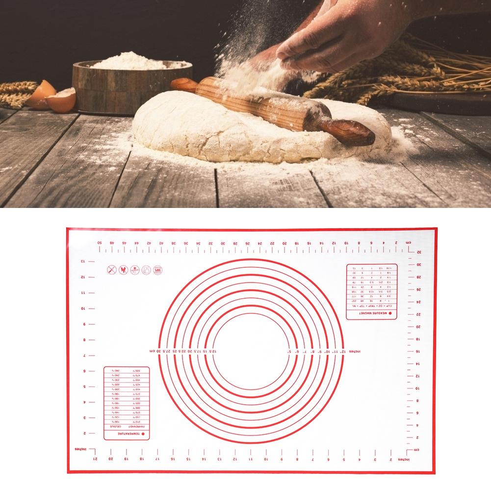 Household Kitchen Silicone Nonstick Baking Mat Rolling Dough Pad Cake Pastry Cooking ToolsRed