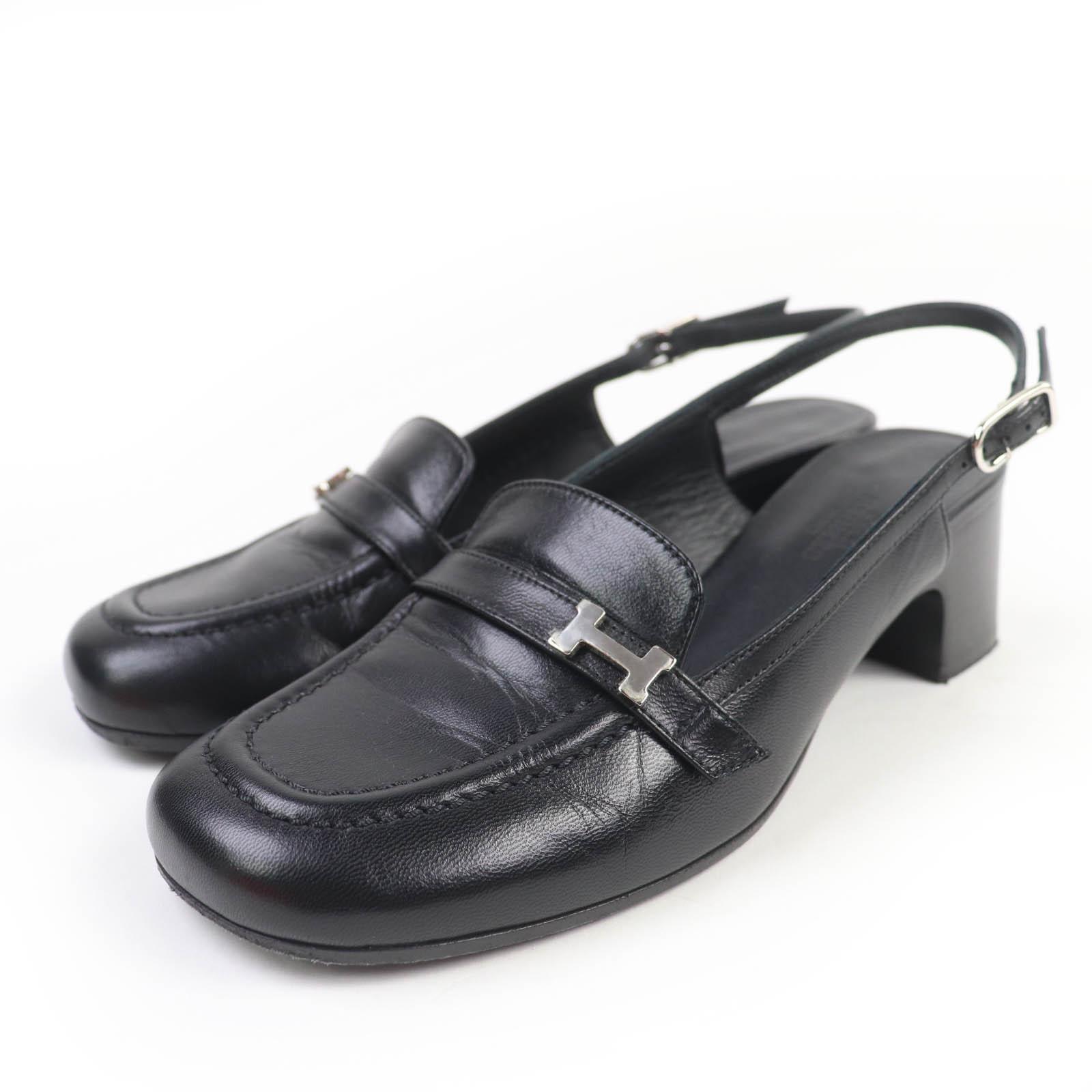 

HERMES pumps Anfini Strap slingback leather black leather Women 36 Used