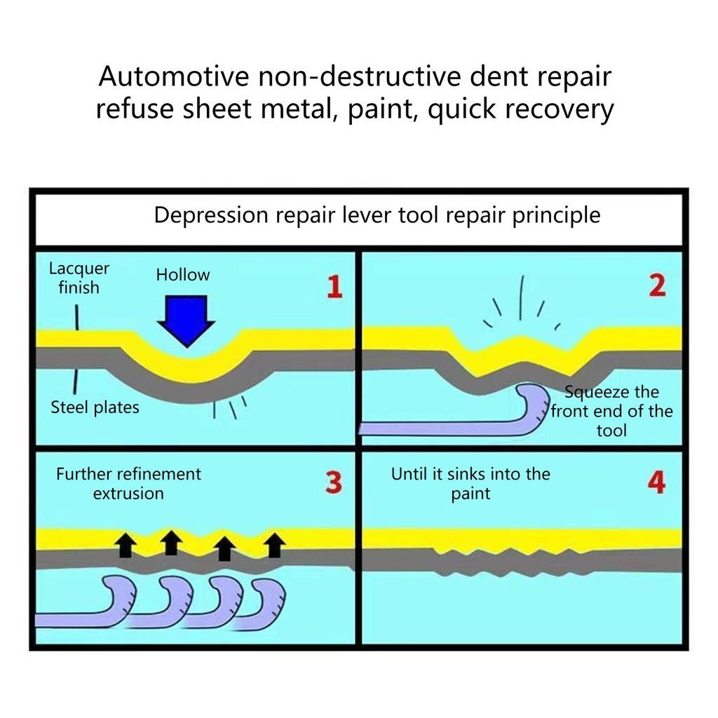 6Pcs Car Body Paintless Repair Removal Tools Automotive Door Dent Repair Hooks Stainless Steel Push Rods Kits